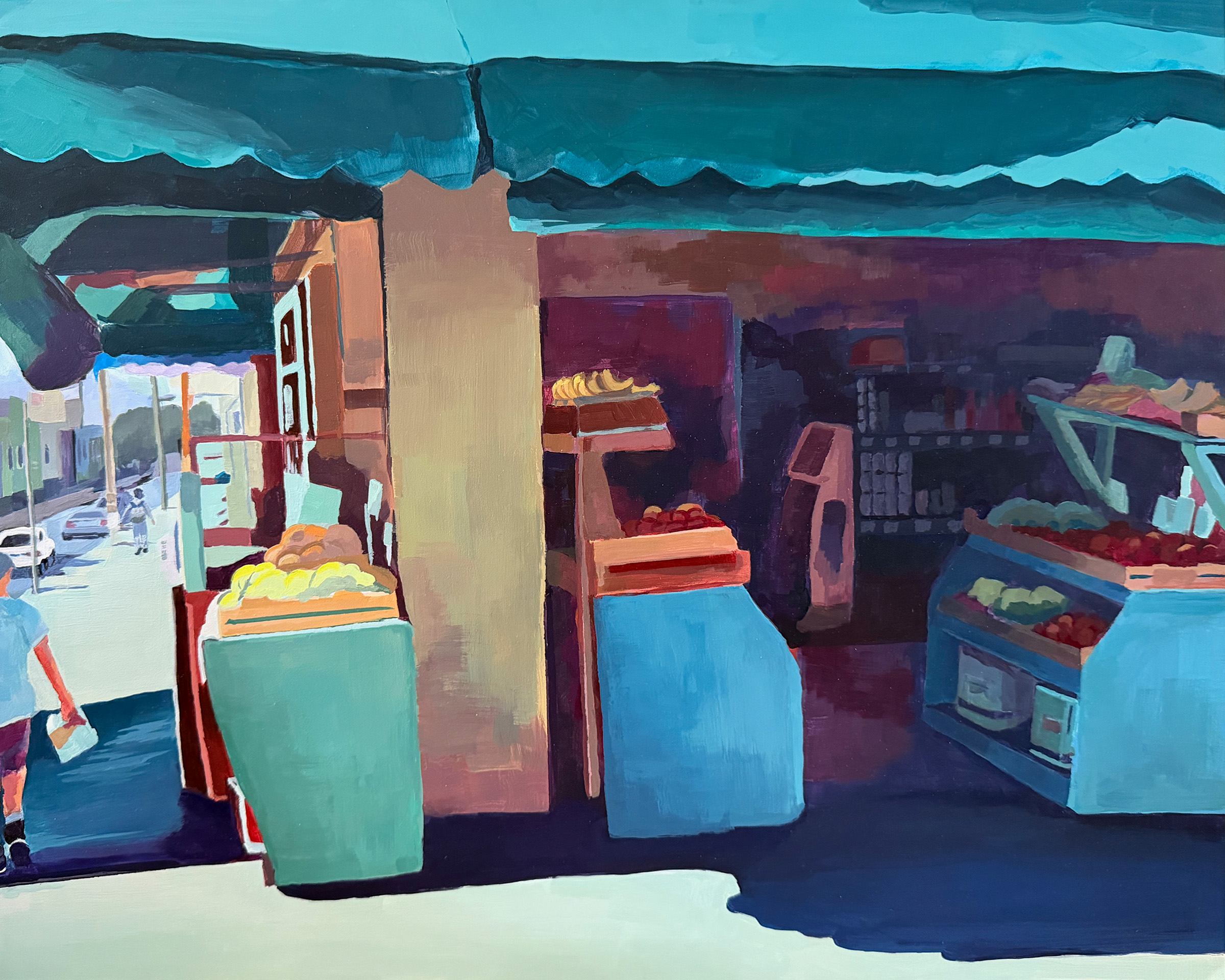 Mid Day Market — acrylic on panel by Dina Gathe